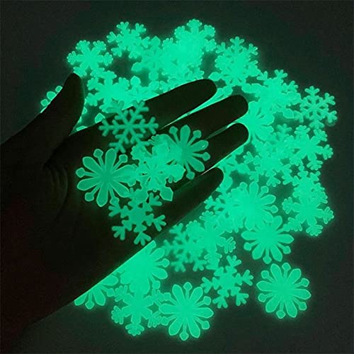 MGYXK Pegatinas de Navidad 50 unids Pegatinas de Pared de Copo de Nieve Luminoso Resplandor en la calcomanía Oscura for niños Habitaciones de bebé Dormitorio Decoración del hogar Pegatinas niños