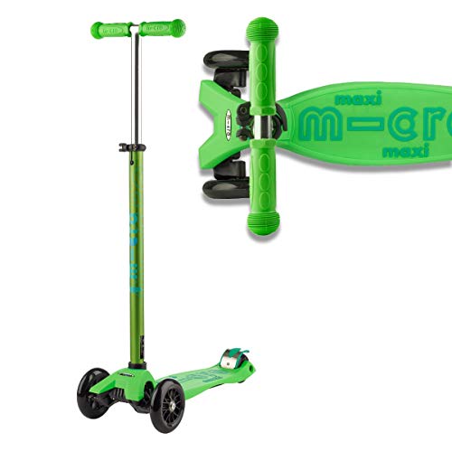 Micro® Maxi Deluxe, Diseño Original, Patinete 3 Ruedas, 5-12 Años, Peso 2,5kg, Carga hasta 70Kg, Altura 67-91cm, Rodamientos ABEC 9, Plataforma Antideslizante (Verde, Talla Única)