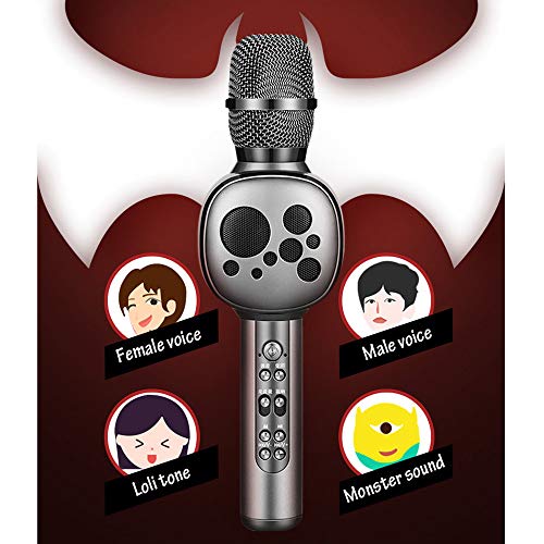 Micrófono Xinjin micrófono inalámbrico estéreo KTV altavoces para karaoke grabación de canciones Bobina dinámica Cardioide capacitiva larga vida portátil iOS/Android ordenador TV fiesta para niños