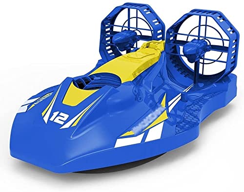 Miikoo1 Barco de control remoto Aerodeslizador anfibio Vehículo todo terreno 2.4GHZ Barco RC inalámbrico Carreras de alta velocidad Remo Modelo estático Adecuado para adultos y niños Hélices gemelas C