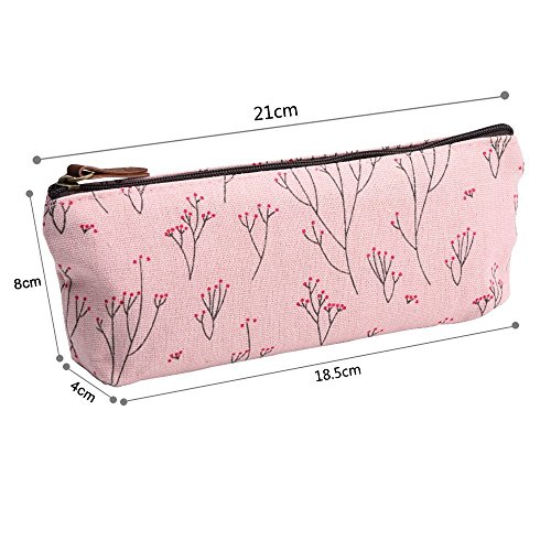 MINGZE 4 piezas caja de lápiz portalápiz,Lona Bolígrafo Estuche de lápices, papelería Bolsos cosméticos Estuche floral fresco