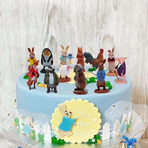 Mini Cake Decoración - simyron 12Piezas Peter Rabbit Mini Juego Figuras, Pequeña Figuras Niños, Anime Juguetes Cumpleaños Pastel Decoración Suministros para Niño Niña