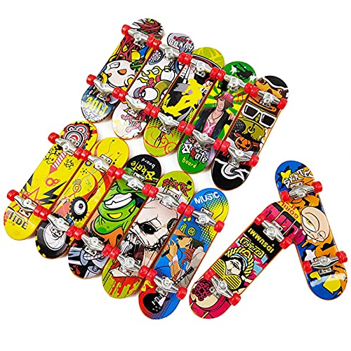 Mini Diapasón Patineta Monopatines para Dedos Patinetas Dedo Diapasón Pack Finger Board Deck Truck Skateboard Boy Child Toy Patinetas de Dedo Adecuado para Regalar a los Niños 12 Piezas