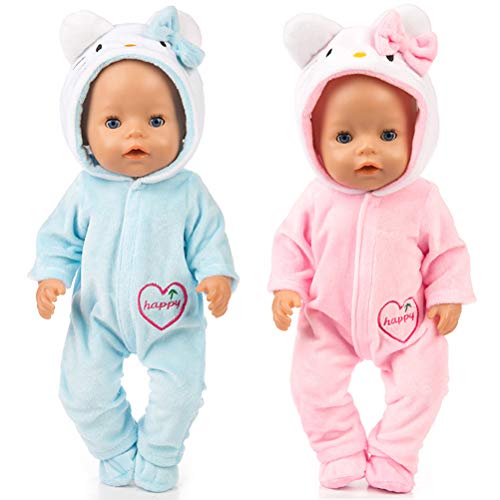 Miotlsy Bebé Ropa de la muñeca Disfraz de Bebe Baby Born Onesie Pelele de muñeca Ropa de Bebe para Muñecas de Bebé en Tamaño18 (Rosado/Azul)