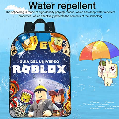 Miotlsy Mochilas Roblox para niños Mochila escolar, Mochila Escolar de Dibujos Animados en 3D de Roblox, Estudiantes de primaria, 12 Pulgadas