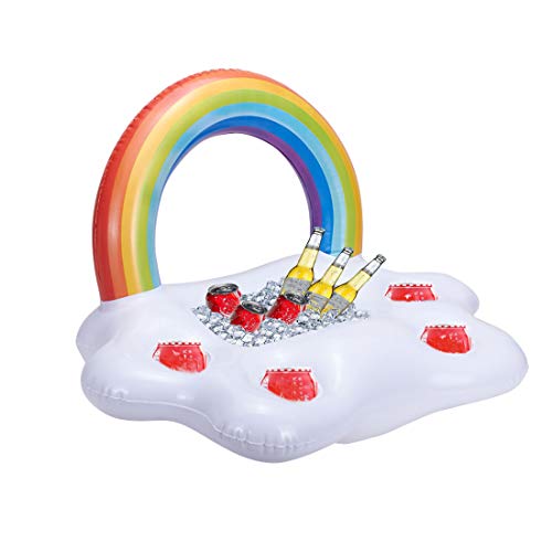 MissGood Inflable Arcoiris Nube Soporte para Bebidas Flotante Ensalada Barra De Frutas Piscina Fiesta Flotante Playa de Verano LatasJarras Botellas de Cerveza Juguetes de Natación