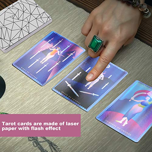 Místico lunes Tarot Tarjetas 78 Sábanas Holograma Brillante Brillante Papel Futuro Narración Cubierta Tarjetas Niños Adulto Hogar Fiesta Destino Adivinación Mesa Tablero Juego, Inglés Versión