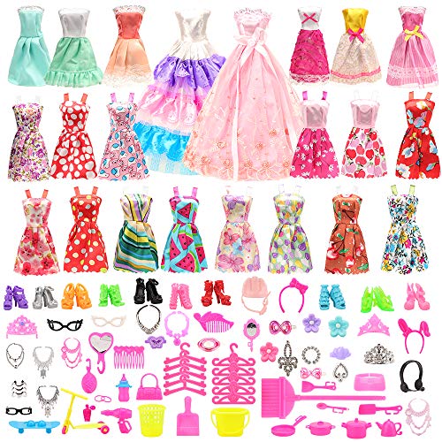 Miunana 125 Accesorios: 13 Fashion Vestidos + 2 Ropas + 110 Accesorios Seleccionado Al Azar Fashion para 11.5 Pulgada 30CM Muñeca