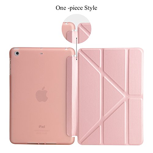 MiusiCase Funda para iPad Mini 1 2 3, Suave TPU Carcasa Estuche con Auto-Sueño/Estela Magnético Smart Cover para iPad Mini 1/2/3 Generation. Oro Rosa