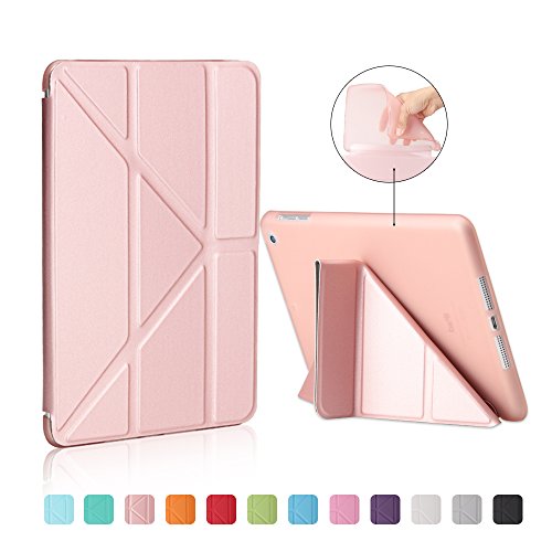 MiusiCase Funda para iPad Mini 1 2 3, Suave TPU Carcasa Estuche con Auto-Sueño/Estela Magnético Smart Cover para iPad Mini 1/2/3 Generation. Oro Rosa