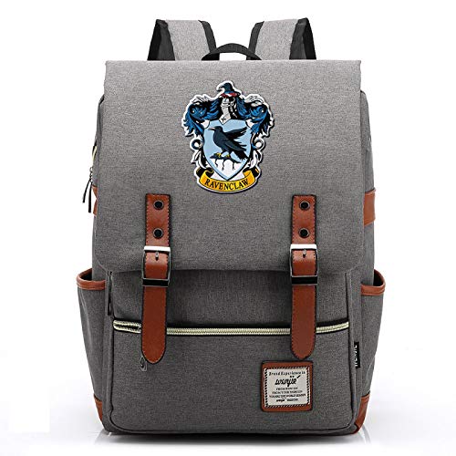 MMZ Harry Potter Mochila Ravenclaw Mochila Escolar Señoras Jóvenes Niños Mochila De Viaje Grande Gris