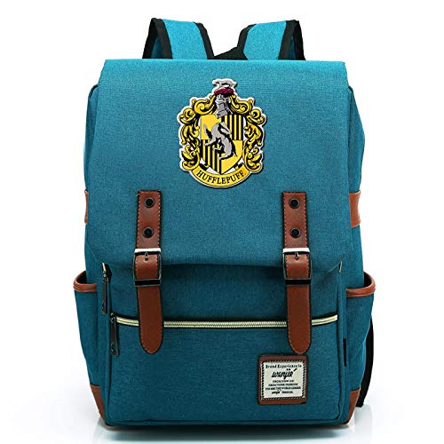 MMZ Mochila de Harry Potter Mochila Escolar de Hufflepuff Mochila de Viaje para Mujeres jóvenes y niños Mochila Grande Azul océano