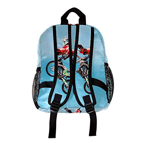 Mochila de niño Acrobacia Moto Mochila con Motivo Estampado Mochila para Escuela Primaria Mochila para niña Mochila Ligera para niños Correa Ajustable para el Hombro 25.4x10x30 CM