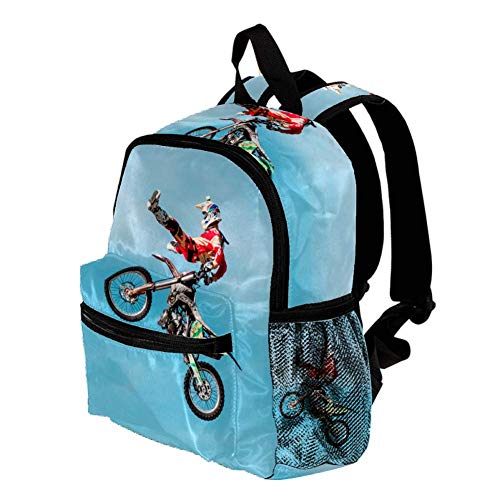 Mochila de niño Acrobacia Moto Mochila con Motivo Estampado Mochila para Escuela Primaria Mochila para niña Mochila Ligera para niños Correa Ajustable para el Hombro 25.4x10x30 CM