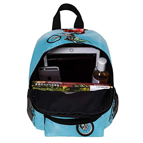 Mochila de niño Acrobacia Moto Mochila con Motivo Estampado Mochila para Escuela Primaria Mochila para niña Mochila Ligera para niños Correa Ajustable para el Hombro 25.4x10x30 CM