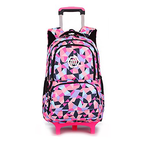 Mochila Escolar Niña Ruedas Bolsa Escolar Chica Infantil Carro Nailón Impermeable Desmontable para Alumnas Escuela Primaria (Negro)