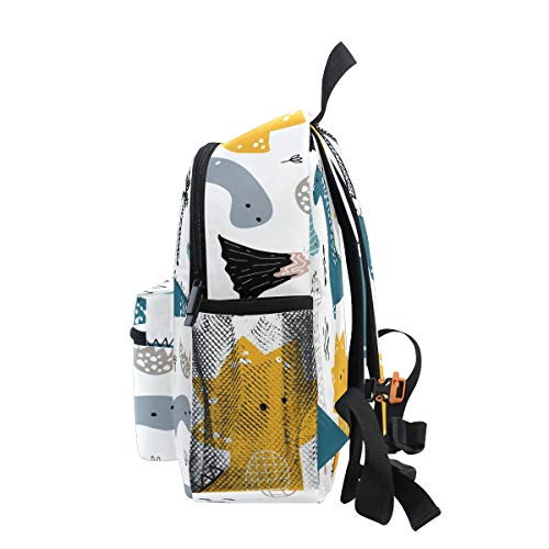 Mochila Escolar para niños con Correa en el Pecho, Coloridos Unicornios, Bolsa para Libros para niños y niñas, Mochila Infantil, Blanco