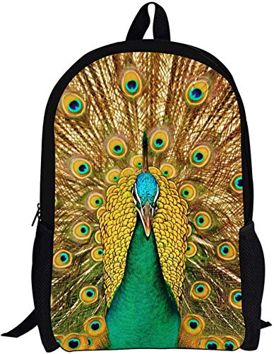 Mochila Escolar,Bolso para computadora portátil para Adultos Mochilas de Viaje Lleve Bolsas de Libros Todos los días para Adolescentes Cute Animal Print Niños Personalizados Pavo Real Unisex para l