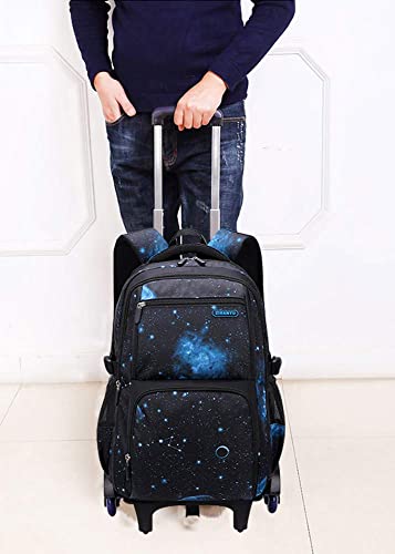 Mochila Escolares Bolsa con 6 Ruedas - Belegao Niños Niñas Adolescentes Bolsa con Ruedas Mochila Primaria Impermeable Gran Capacidad Extraíble para niños Estudiante Niños Escuela Viaje