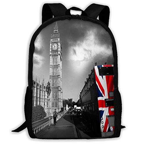 Mochila para Universidad Autobús De Londres Mochila Escolar Moderna Macuto Casual Clásico Mochila Infantil para Niños Niñas, 28X16X43 Cm