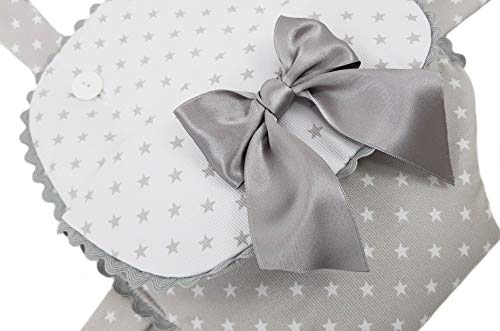 Mochila portabebes para muñecas PERSONALIZADOS. Varios modelos y tamaños disponibles. Fabricado en España (Estrellas Gris, Tamaño grande)