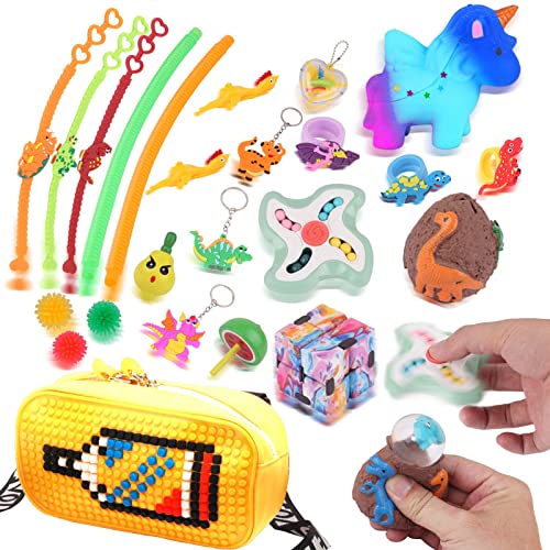 Moltby Fidget Toy Pack, 25 Piezas Fidget Toys Pack Barato con Bolsa, Juguetes Antiestres Regalos para Niños con Autismo, Pack Fidget Toys Set Sensoriales Fidget Cube Toy para Niños Adultos