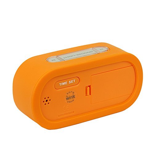 Moon mood Digital Despertador Reloj para Niños, Simple Reloj Silencioso Digital LCD Grande Pantalla Snooze/Light Baterias Powered con Cubierta Protectora de Silicona Digital Despertador Naranja