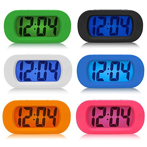 Moon mood Digital Despertador Reloj para Niños, Simple Reloj Silencioso Digital LCD Grande Pantalla Snooze/Light Baterias Powered con Cubierta Protectora de Silicona Digital Despertador Naranja