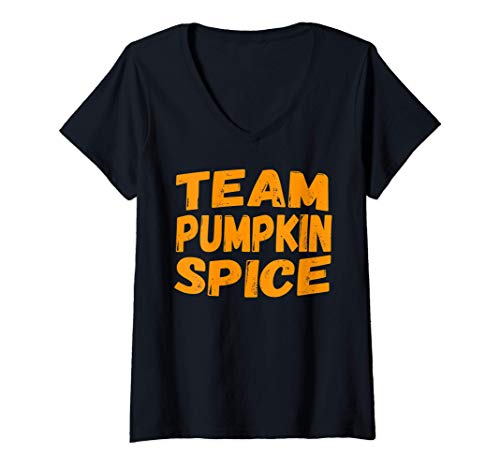 Mujer Team Pumpkin Spice Halloween Costume Camiseta Cuello V