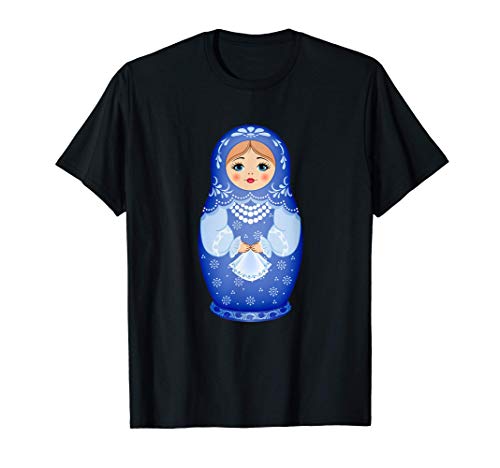 Muñeca anidadora rusa Matryoshka azul Camiseta