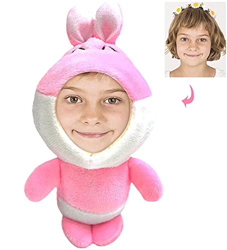 Muñeca Personalizada con Foto - Tu Foto de la Cara ImpresióN 3D PequeñA de Peluche Suave Juguetes Forma de Animales CumpleañOs para Niño Amigo Adulto - Conejo Rosa 12 cm