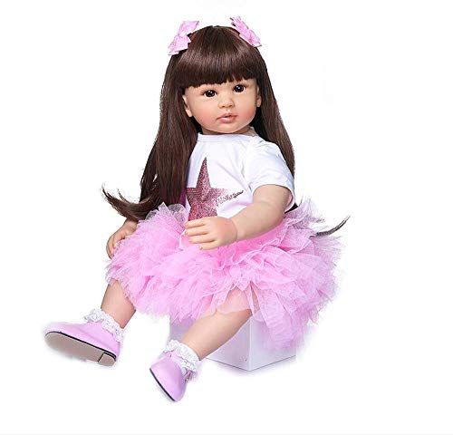 Muñeca Realista Hecha a Mano, 60 cm 24", muñecas Reborn para bebés pequeños, Cuerpo de Tela de Silicona Suave, bebés realistas para niños, Juguete de baño para niños de 3 años o más