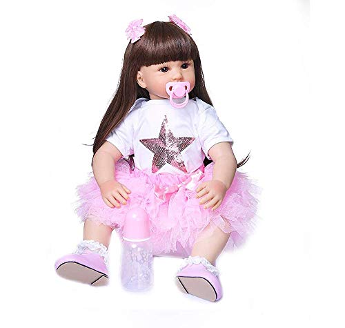 Muñeca Realista Hecha a Mano, 60 cm 24", muñecas Reborn para bebés pequeños, Cuerpo de Tela de Silicona Suave, bebés realistas para niños, Juguete de baño para niños de 3 años o más