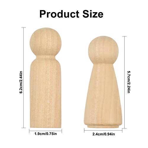 Muñeca sin Terminar Decorativa, smatime 20Pcs Clavija de Madera para Pintar, 62mm 57mm Muñecos Madera Clavija, Figuras de Madera para DIY Manualidades Fiesta Boda Decoración Artes y de Pintura