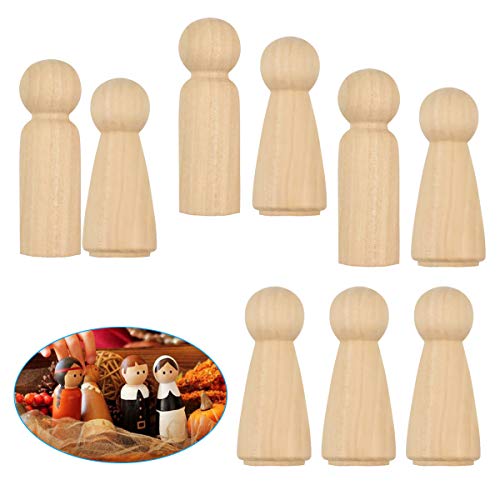 Muñeca sin Terminar Decorativa, smatime 20Pcs Clavija de Madera para Pintar, 62mm 57mm Muñecos Madera Clavija, Figuras de Madera para DIY Manualidades Fiesta Boda Decoración Artes y de Pintura