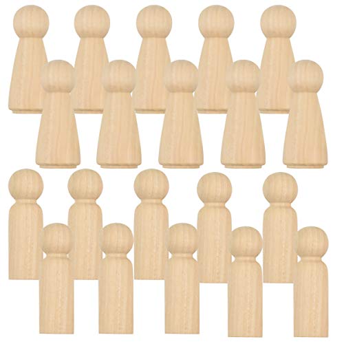 Muñeca sin Terminar Decorativa, smatime 20Pcs Clavija de Madera para Pintar, 62mm 57mm Muñecos Madera Clavija, Figuras de Madera para DIY Manualidades Fiesta Boda Decoración Artes y de Pintura