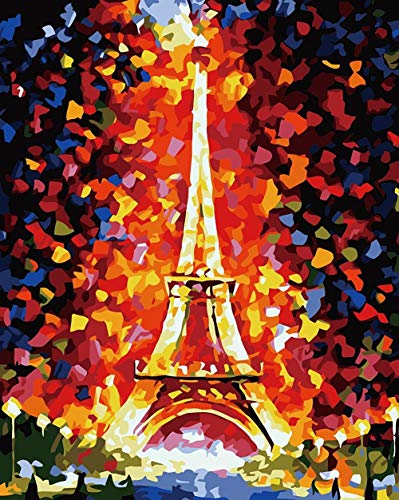 NA DIY Pintura por Numeros Adultos Niños Torre Eiffel Abstracta Manualidades para Pintar Cuadro Lienzo Pintura Al Óleo 40X50Cm