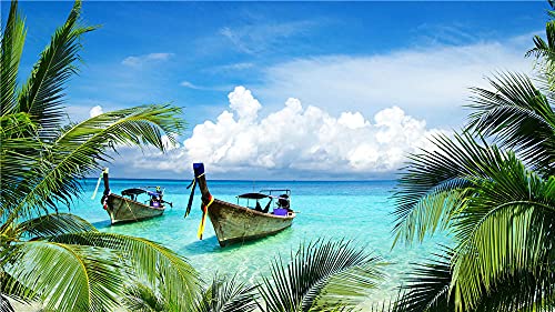 NA Family Board Games For Children Landscape View Palm Trees Boats Sea Tropical Blue Sky White Clouds Jigsaws Toy Brain Challenge Puzzle 500 Piece Jigsaw Puzzles For Adults