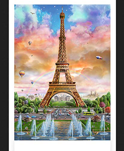 N\A Pinturas para Lienzo Kits Manualidades Torre Eiffel Románticas Nubes De Colores Pinturas Oleo Pinturas con Numeros para Adultos DIY Regalos