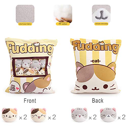 Naixin Cute Snack Pillow Peluches Juguetes Pudín Decorativo Extraíble Kitty Cat Dolls Regalos creativos de juguete para niños