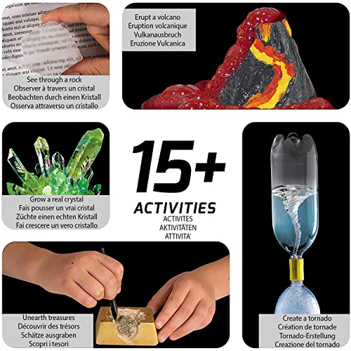 National Geographic - Kit de Explorador de Ciencias de la Tierra - 5 experimentos científicos (Volcan, tornade…) y 8 mineales Incluidos - Juego científico y Educativo - Stem