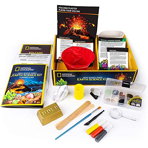 National Geographic - Kit de Explorador de Ciencias de la Tierra - 5 experimentos científicos (Volcan, tornade…) y 8 mineales Incluidos - Juego científico y Educativo - Stem