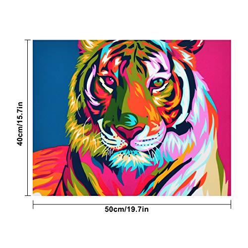 NATUCE Pintar por Numeros para Adultos Niños Pintura por Números con Pinceles y Pinturas Decoraciones, DIY Conjunto Completo de Pinturas para el Hogar Colorido Tigre (16*20 Pulgadas, Sin Marco)