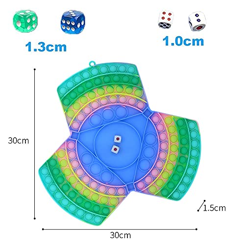 NAUXIU 5 piezas 4 Dados,2 Coloridos,2 Blancos,1 Tablero de Ajedrez,Big Pop It Fidget Toy,Juguete Fidget de Gran Tamaño,Tablero de Ajedrez Arcoíris,Juguetes Fidget (Azul claro)