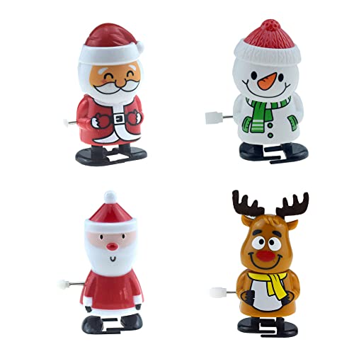 Navidad Viento Arriba Juguetes Navideños Reloj De Navidad Mini Santa Claus Muñeco De Nieve Reno De Reno Relojería Juguetes Fiesta Favores 4pcs