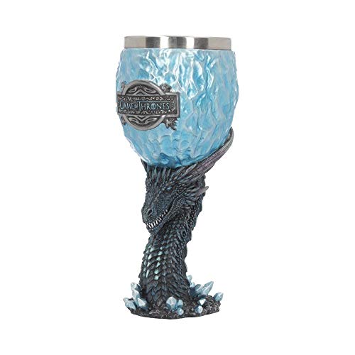 Nemesis Now Viserion - Copa para caminante (18,5 cm), color azul, resina con inserto de acero inoxidable