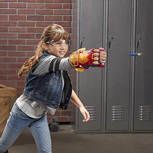 Nerf- Captain Power Moves Avengers Capitán Marvel, Guantelete de explosión de fotones lanzar Dardos, Juguetes para niños a Partir de 5 años (Hasbro E7378EU4)