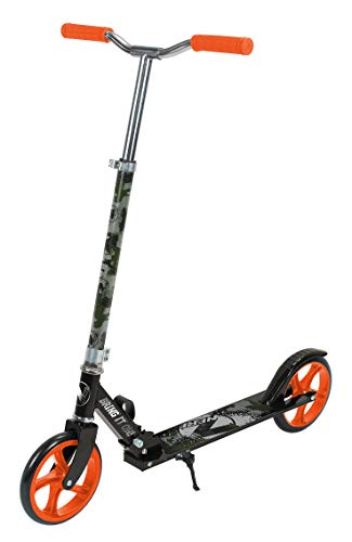 NERF-Scooter 2 Ruedas - Patinete- Ruedas DE 200 MM-Ligero Y Plegable-Deporte Aire Libre, Negro y Naranja, 3263