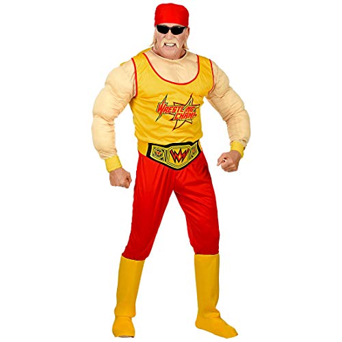 NET TOYS Disfraz Hulk Hogan - Amarillo-Rojo L (ES 52) - Outfit Deportivo para Hombre Luchador Disfraz Masculino Carnaval y Fiestas temáticas