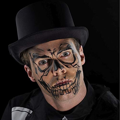 NET TOYS Terrorífico Tatuaje Adhesivo Calavera para la Cara - Negro - Original Maquillaje de Fiesta Tatuaje de Calavera Fiestas temáticas y Fiestas de Terror